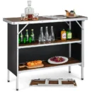 Aluminum Pop-Up Camping Table with Dual-Tier Shelving and Lightweight Portable Frame