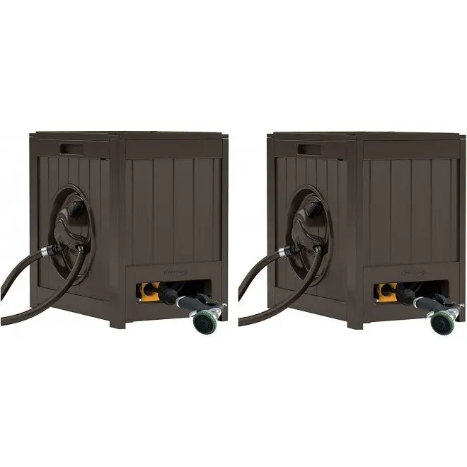 Aquawinder Auto-Rewind Water-Powered Hose Reel — 125-Foot Capacity, Java Finish (2-Pack)