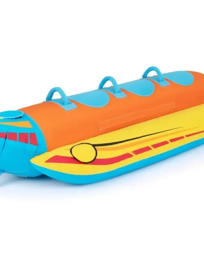 Banana-Style Inflatable Towable Tube with 3 EVA-Padded Seats for Boating
