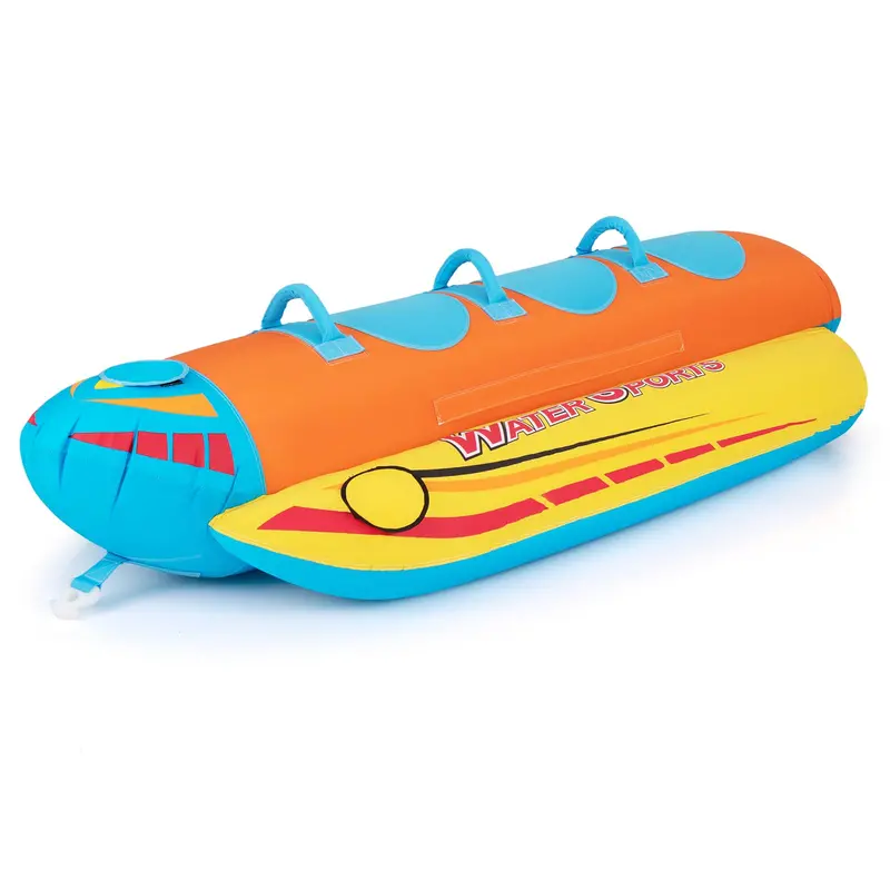Banana-Style Inflatable Towable Tube with 3 EVA-Padded Seats for Boating - Image 2