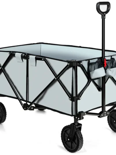 Collapsible Folding Wagon Cart – All-Terrain Universal Wheels, Adjustable Handle & Included Carry Bag