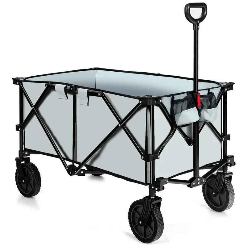 Collapsible Folding Wagon Cart – All-Terrain Universal Wheels, Adjustable Handle & Included Carry Bag
