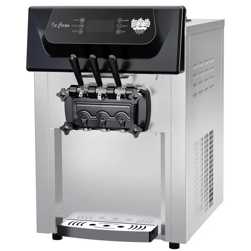Commercial 2200W Triple-Flavor Soft Serve Ice Cream Machine — 5.3–7.4 Gal/Hr Output, LCD Touchscreen, Auto-Clean Function - Image 2