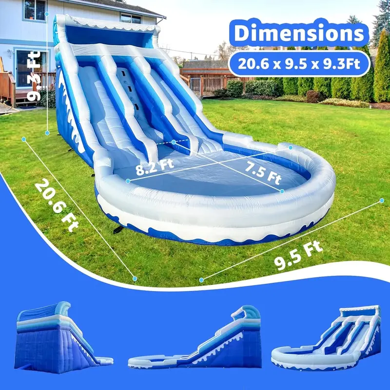 Commercial-Grade Inflatable Water Slide & Bounce House — 20.6′ x 9.5′ x 9.3′ for Kids and Adults (Includes High-Flow Blower) - Image 2