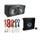 Complete 12-Inch Dual Subwoofer Kit: Enclosed Box, 1500W Amp, and Installation Accessories