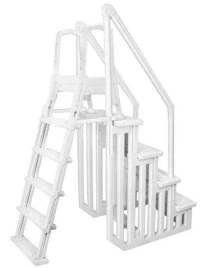 Deluxe A-Frame Above-Ground Pool Ladder with Wide Entry and Heavy-Duty Non-Slip Steps