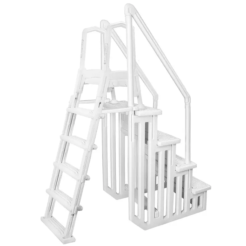 Deluxe A-Frame Above-Ground Pool Ladder with Wide Entry and Heavy-Duty Non-Slip Steps