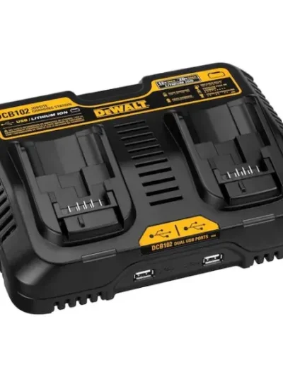 Dual-Voltage (12V/20V) Jobsite Charging Station – Fast Wall-Mounted Battery Charger (Black)