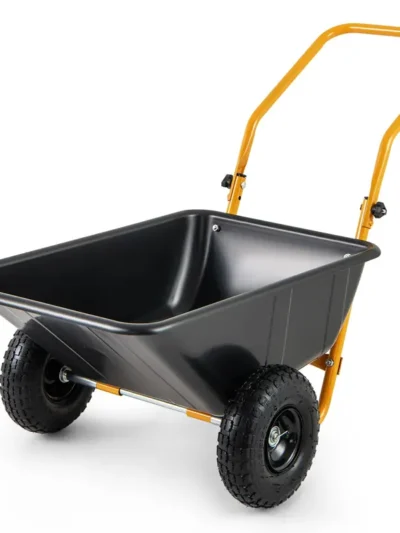 Dual-Wheel Pneumatic Tire Wheelbarrow – 330 lb Heavy-Duty Garden Cart for Rough Terrain
