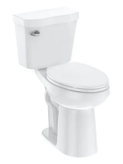 Elongated Two-Piece Toilet — ADA-Compliant Universal Height, 1.28 GPF Siphonic Flush, Soft-Close Seat (Cotton White)