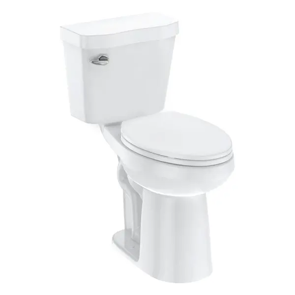 Elongated Two-Piece Toilet — ADA-Compliant Universal Height, 1.28 GPF Siphonic Flush, Soft-Close Seat (Cotton White)