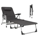 Folding Chaise Lounge Chair – Outdoor Patio Lounger with Cup Holder & Removable Headrest