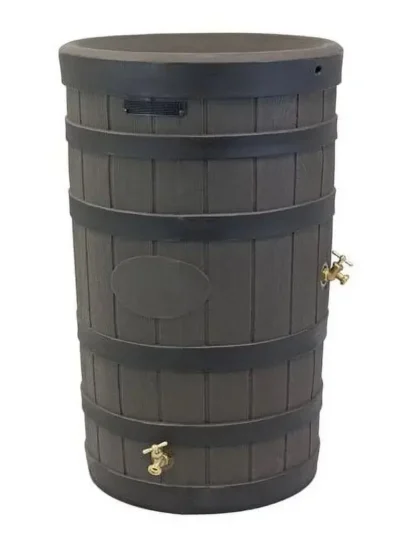 Good Ideas Rain Wizard Rain Barrel – American Oak Finish with Distressed Darkened Ribs