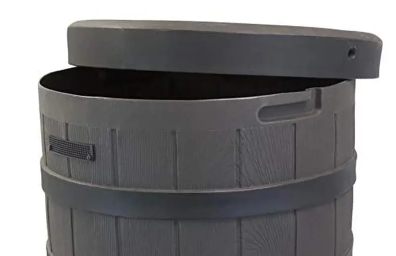 Good Ideas Rain Wizard Rain Barrel – American Oak Finish with Distressed Darkened Ribs - Image 3
