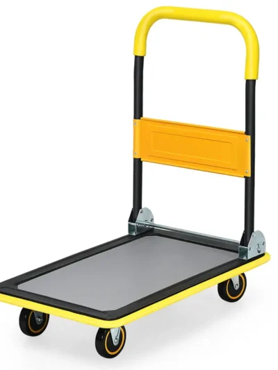 Heavy-Duty Folding Platform Dolly – 330 lb Capacity, Yellow Powder-Coated Flatbed Cart