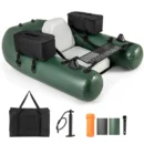 Inflatable Fishing Float Tube with Integrated Fish Ruler, Dual Detachable Gear Bags & Carry Kit