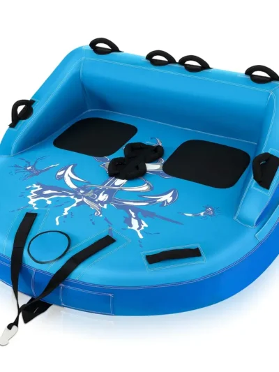 Inflatable Sofa-Style Towable Tube – 1–2 Person Marine Water Sport Accessory with Drainage Ports