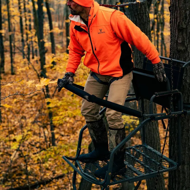 Jumbo Jack Adjustable Ladder Stand – Oversized Platform, Mesh Seat, Shooting Rail Included - Image 2