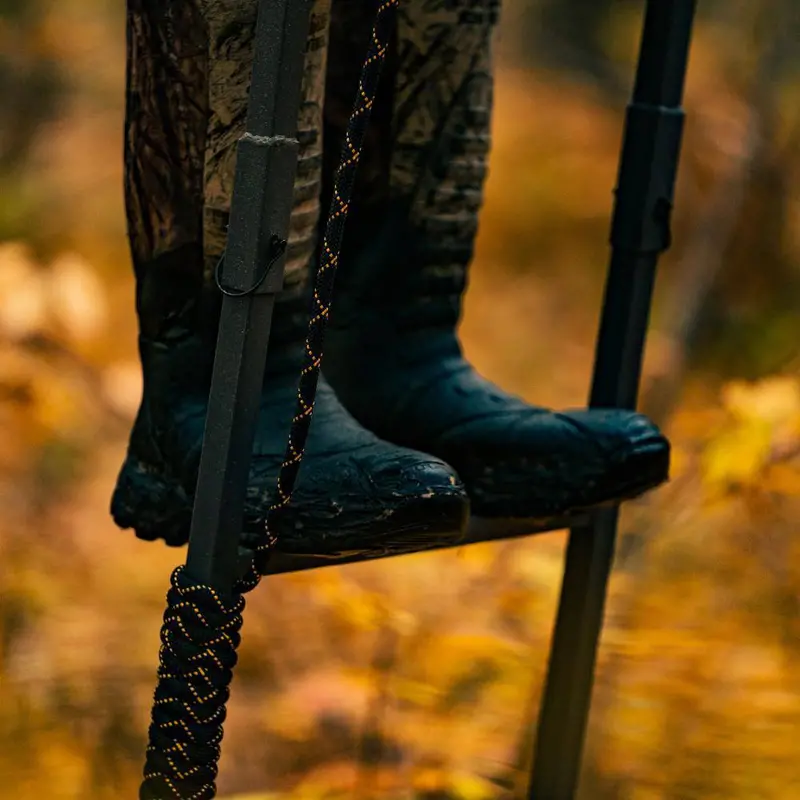 Jumbo Jack Adjustable Ladder Stand – Oversized Platform, Mesh Seat, Shooting Rail Included - Image 5