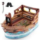 Large Inflatable Pirate Ship Playset with Built-In Blower for Continuous Airflow and Stable Structure