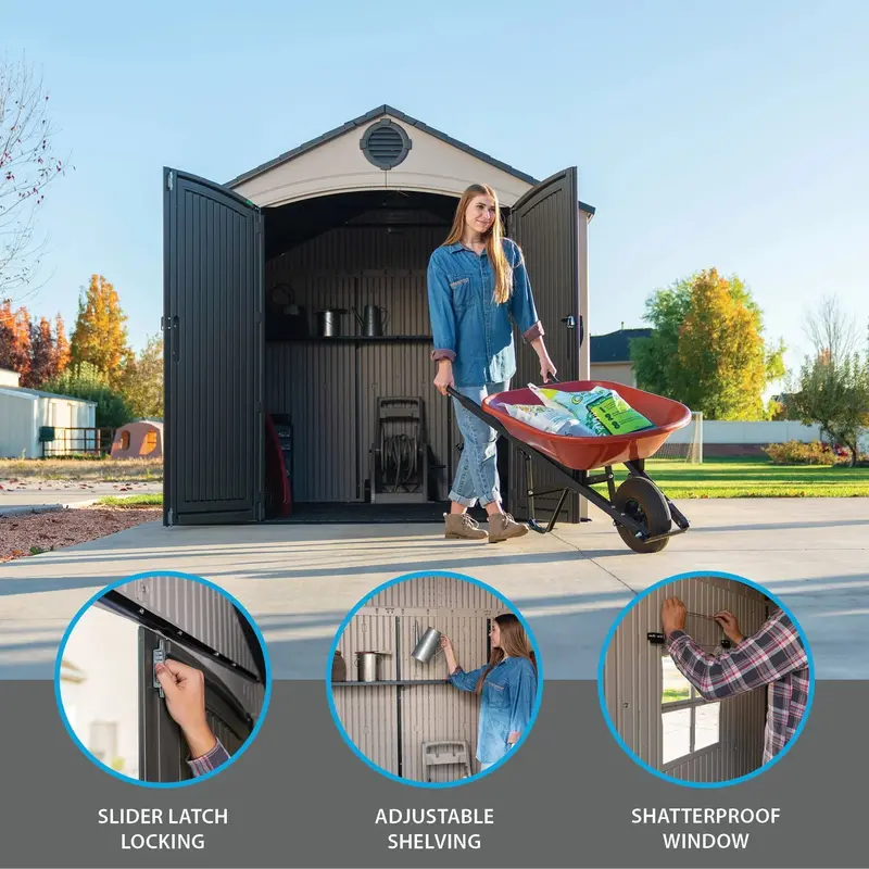 Lifetime 8 ft. x 10 ft. Weatherproof Outdoor Storage Shed - Image 3