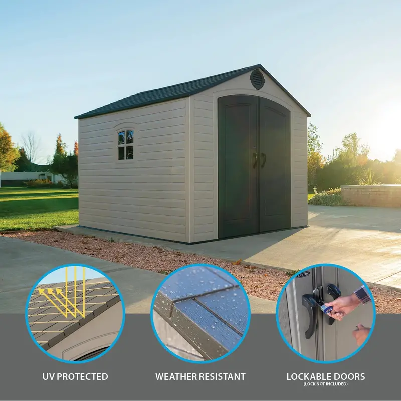 Lifetime 8 ft. x 10 ft. Weatherproof Outdoor Storage Shed - Image 4
