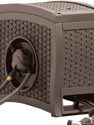 Lightweight Wicker Garden Hose Reel – Hands-Free, Water-Powered Retraction