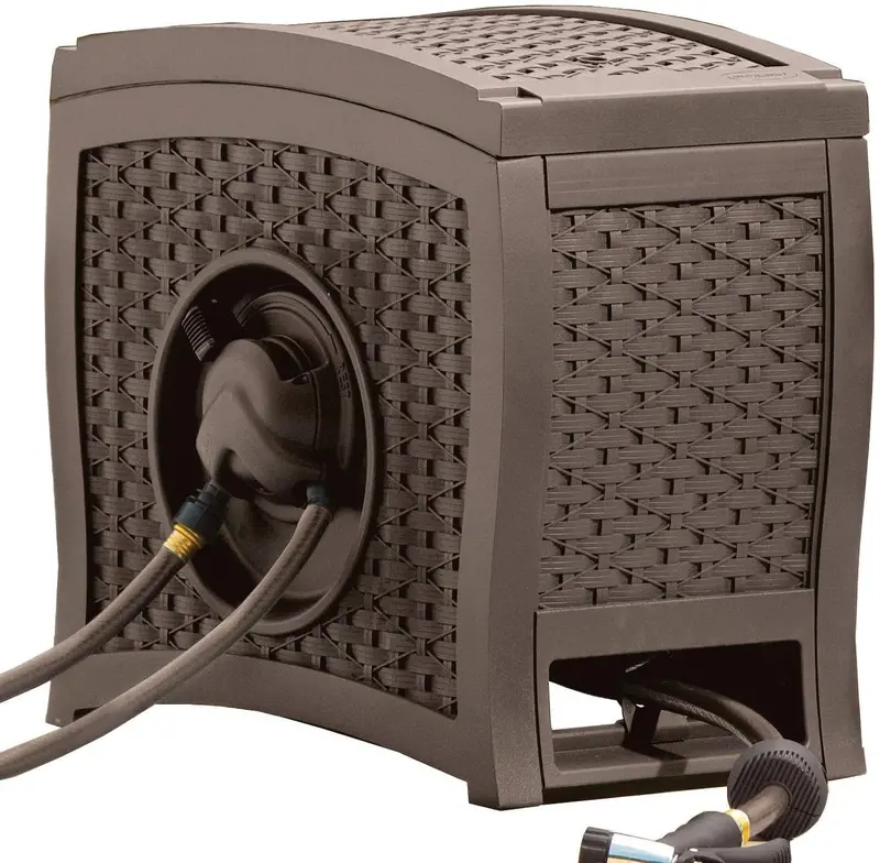 Lightweight Wicker Garden Hose Reel – Hands-Free, Water-Powered Retraction