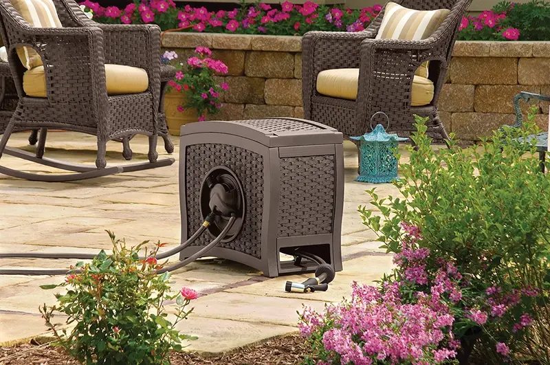 Lightweight Wicker Garden Hose Reel – Hands-Free, Water-Powered Retraction - Image 2