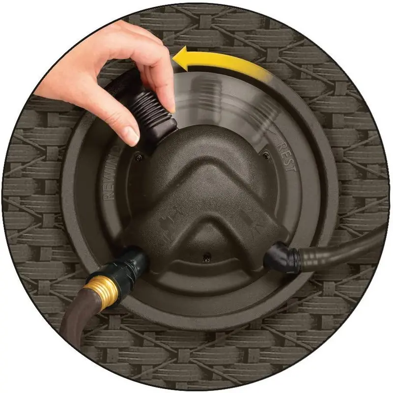 Lightweight Wicker Garden Hose Reel – Hands-Free, Water-Powered Retraction - Image 5