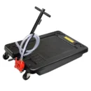 Low-Profile 17-Gallon Oil Drain Pan with Pump – 8-Foot Hose, Ideal for Trucks and Cars
