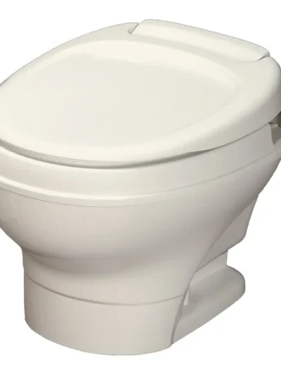 Low-Profile RV Toilet with Manual Hand Flush – Parchment Finish