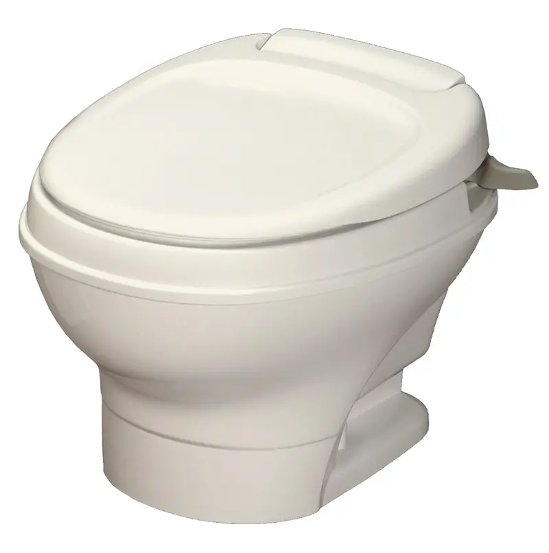 Low-Profile RV Toilet with Manual Hand Flush – Parchment Finish