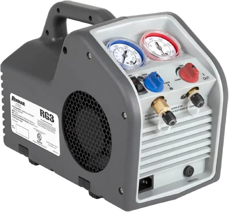 Portable 115V Refrigerant Recovery Machine – Compatible with Liquid & Vapor R410A/R134a (Robinair White Model)