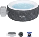 Portable 2–4-Person Round Inflatable Hot Tub – Outdoor Spa with 120 Air Jets & Energy-Saving Cover (Grey)