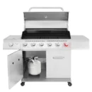 Premier 6-Burner Stainless Steel Propane Grill – Sear Burner, Side Burner, 74,000 BTU, Cabinet-Style Outdoor BBQ