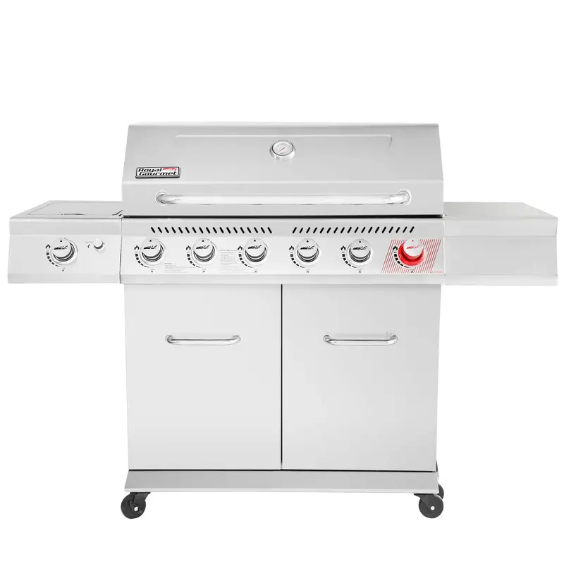 Premier 6-Burner Stainless Steel Propane Grill – Sear Burner, Side Burner, 74,000 BTU, Cabinet-Style Outdoor BBQ - Image 2