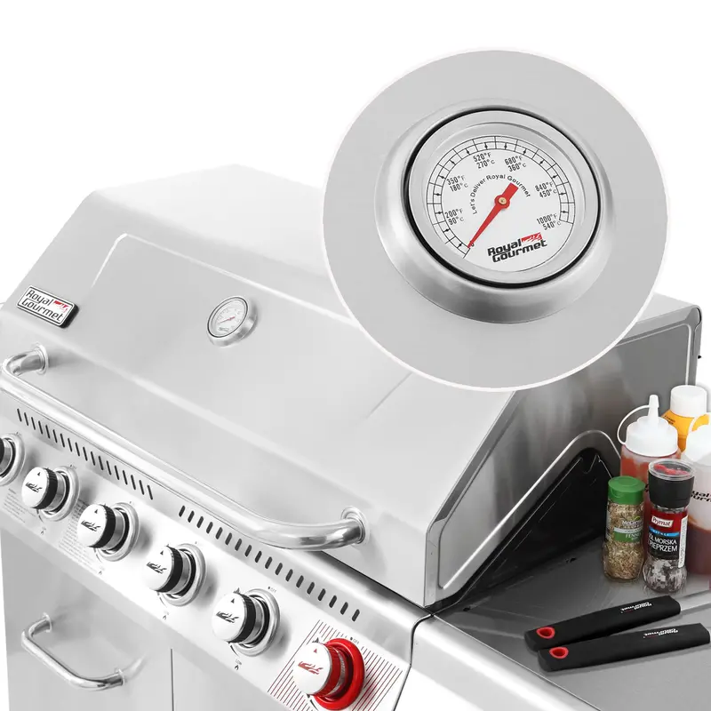Premier 6-Burner Stainless Steel Propane Grill – Sear Burner, Side Burner, 74,000 BTU, Cabinet-Style Outdoor BBQ - Image 8