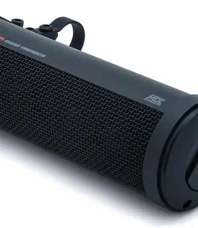 Road Thunder 300W Waterproof Bluetooth Motorcycle Sound Bar – Satin Black Handlebar Mount