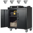 Rolling Metal Garage Storage Cabinet — Lockable 2-Door Tool Chest with Adjustable Shelves (34″H × 30.3″L × 18″W)