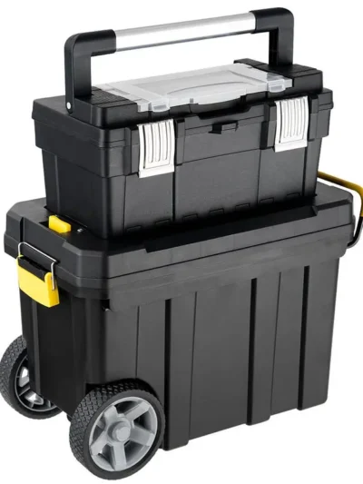 Rolling Portable Tool Box – Modular Plastic Storage Organizer with Wheels & Multi-Compartment Layout