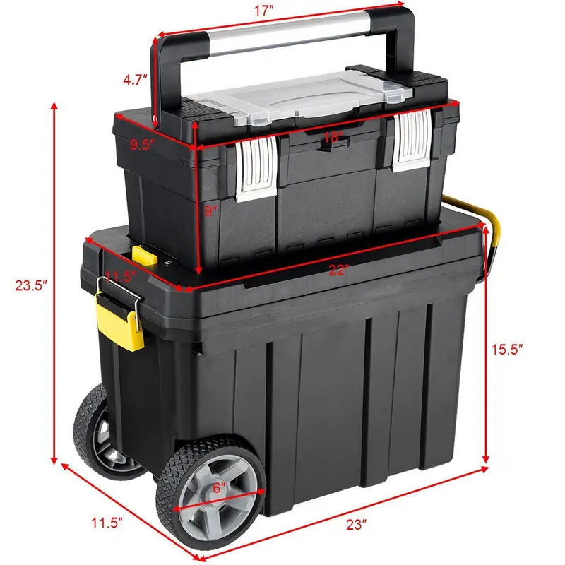 Rolling Portable Tool Box – Modular Plastic Storage Organizer with Wheels & Multi-Compartment Layout - Image 3