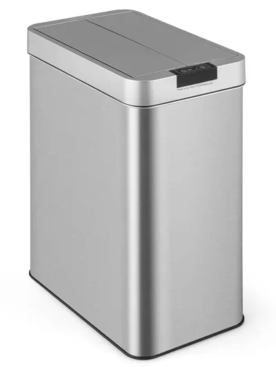 Slim 13.2-Gallon Touchless Kitchen Trash Can with Motion Sensor, Wing Lids & Smudge-Resistant Finish