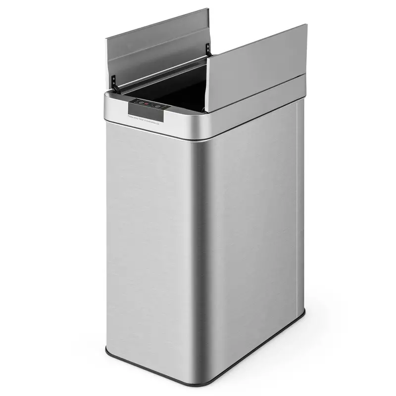 Slim 13.2-Gallon Touchless Kitchen Trash Can with Motion Sensor, Wing Lids & Smudge-Resistant Finish - Image 2