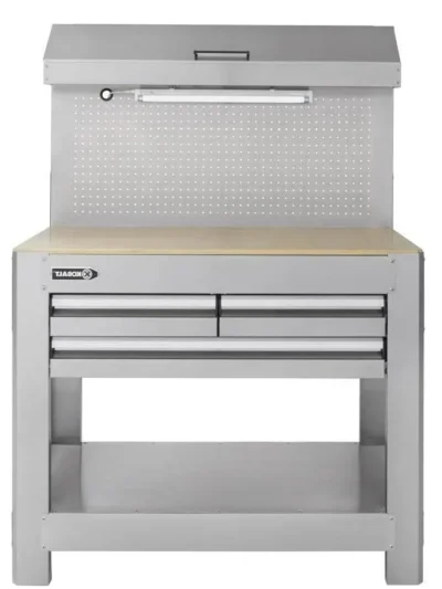 Stainless Steel 45″W x 36″H 3-Drawer Workshop Bench
