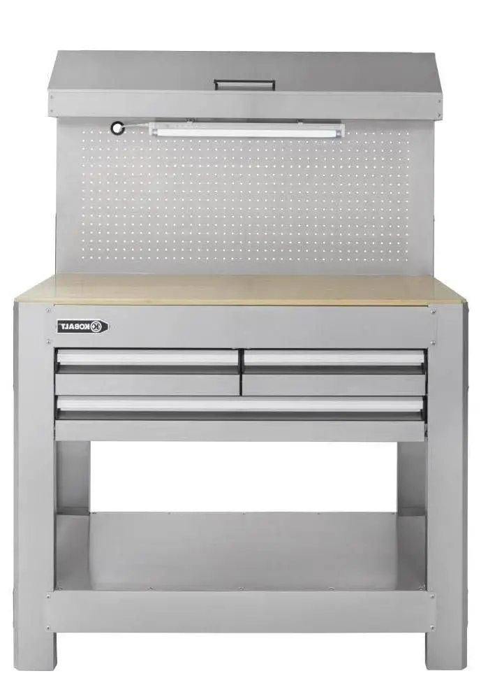 Stainless Steel 45″W x 36″H 3-Drawer Workshop Bench