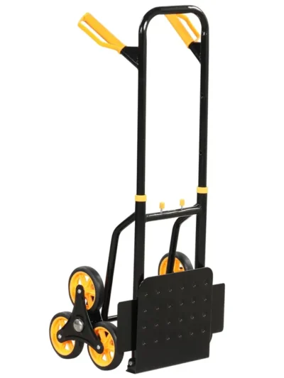 Stair-Climbing Hand Truck with Rotating Wheels and Ergonomic Grip Handles