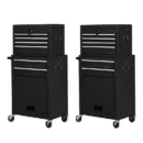 Two-Piece Rolling Tool Chest Set – 6-Drawer Modular Toolbox Combo
