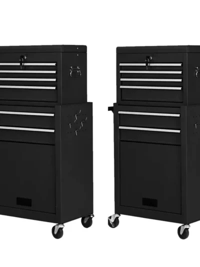 Two-Piece Rolling Tool Chest Set – 6-Drawer Modular Toolbox Combo
