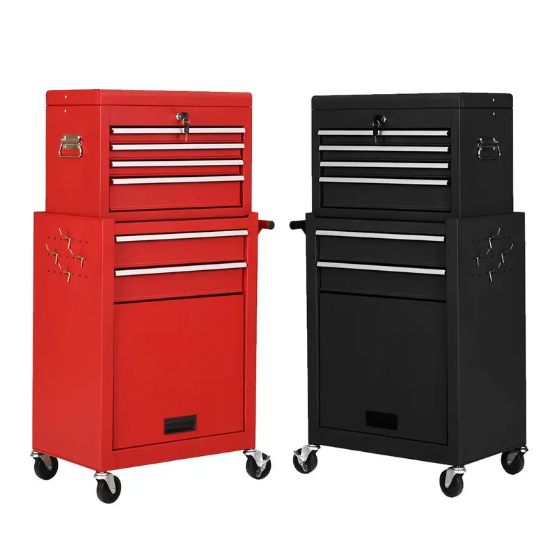 Two-Piece Rolling Tool Chest Set – 6-Drawer Modular Toolbox Combo - Image 3